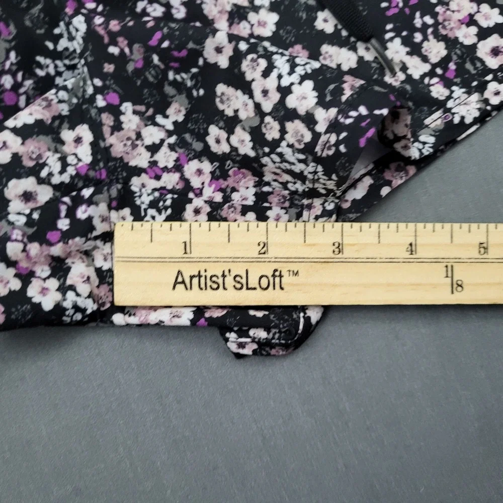 RBX‎ Womens Floral Active Shorts Black Purple White Size Medium Drawstring Liner